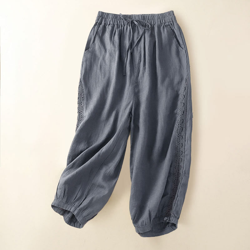 Pantaloni harem larghi con coulisse e tasche, tinta unita, con motivo floreale Buddha Stones. - Grigio - US8-10, UK/AU12-14, EU40-42 (2XL) - image 14