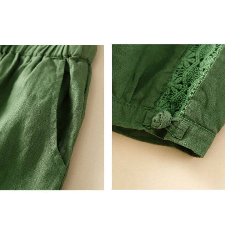Pantaloni harem larghi con coulisse e tasche, tinta unita, con motivo floreale Buddha Stones. - image 22