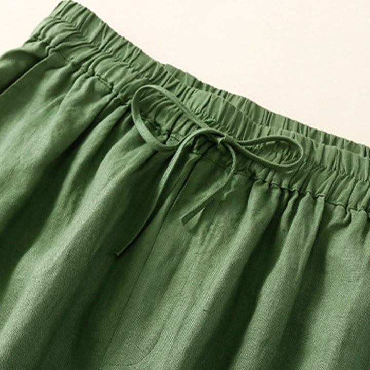 Pantaloni harem larghi con coulisse e tasche, tinta unita, con motivo floreale Buddha Stones. - image 21