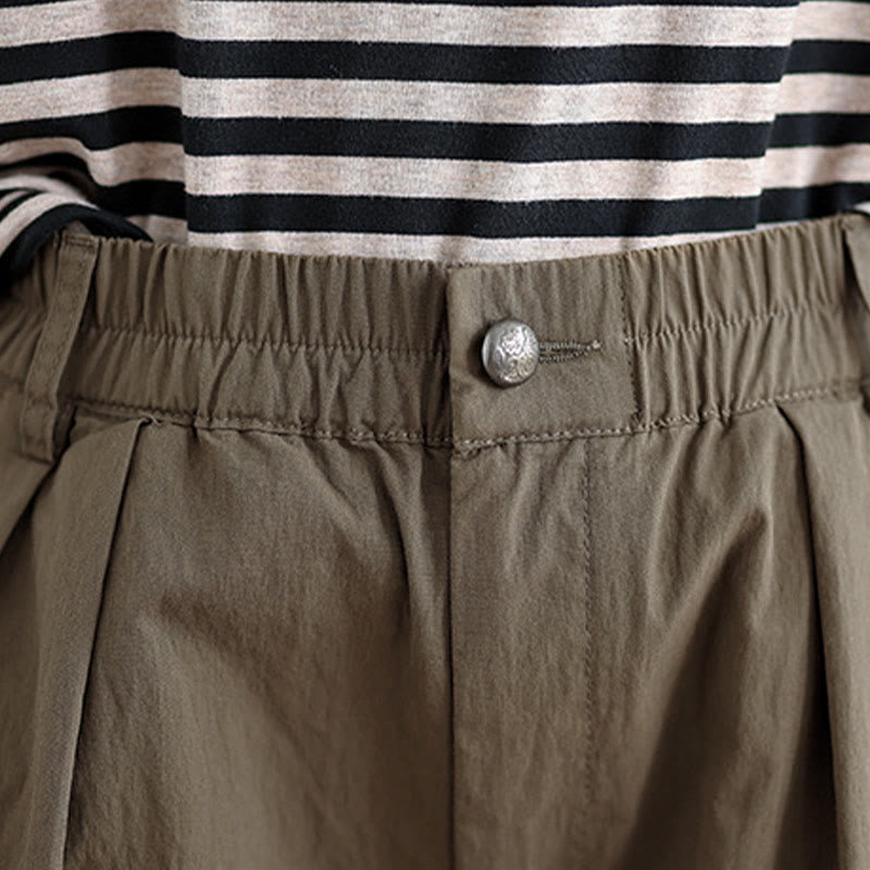 Pantaloni da donna casual a tinta unita con un bottone e elastico in vita, con motivo Buddha Stones tasche. - image 6