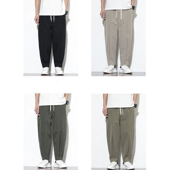 Pantaloni harem da uomo casual a tinta unita con coulisse e tasche, con motivo Buddha Stones. - image 18