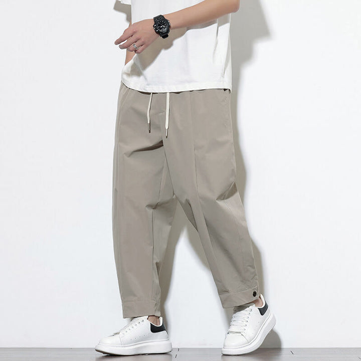 Pantaloni harem da uomo casual a tinta unita con coulisse e tasche, con motivo Buddha Stones. - image 7