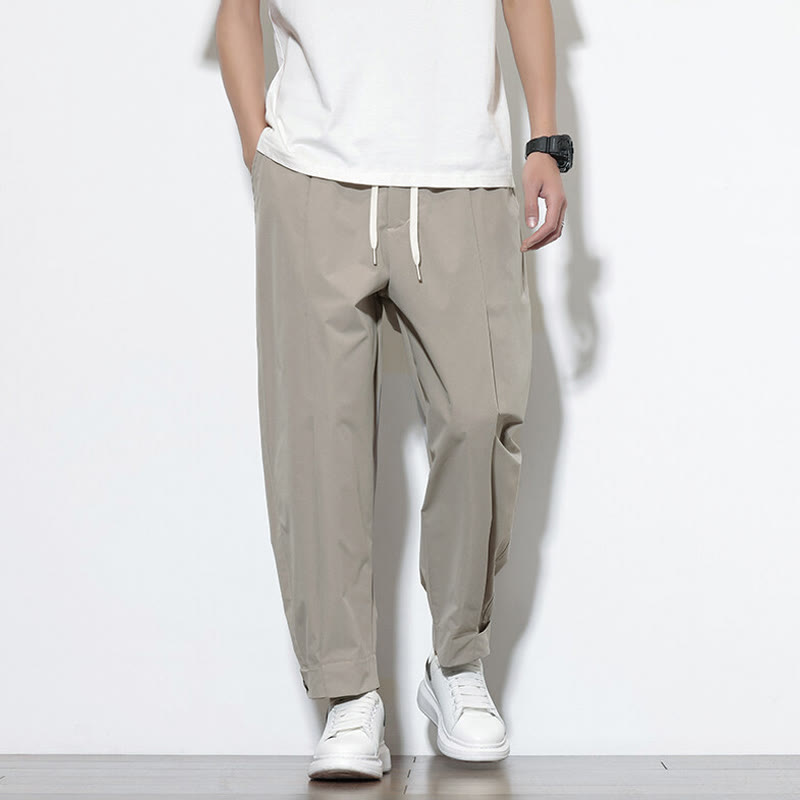 Pantaloni harem da uomo casual a tinta unita con coulisse e tasche, con motivo Buddha Stones. - Grigio - US/UK/AU46, EU56 (5XL) - image 6