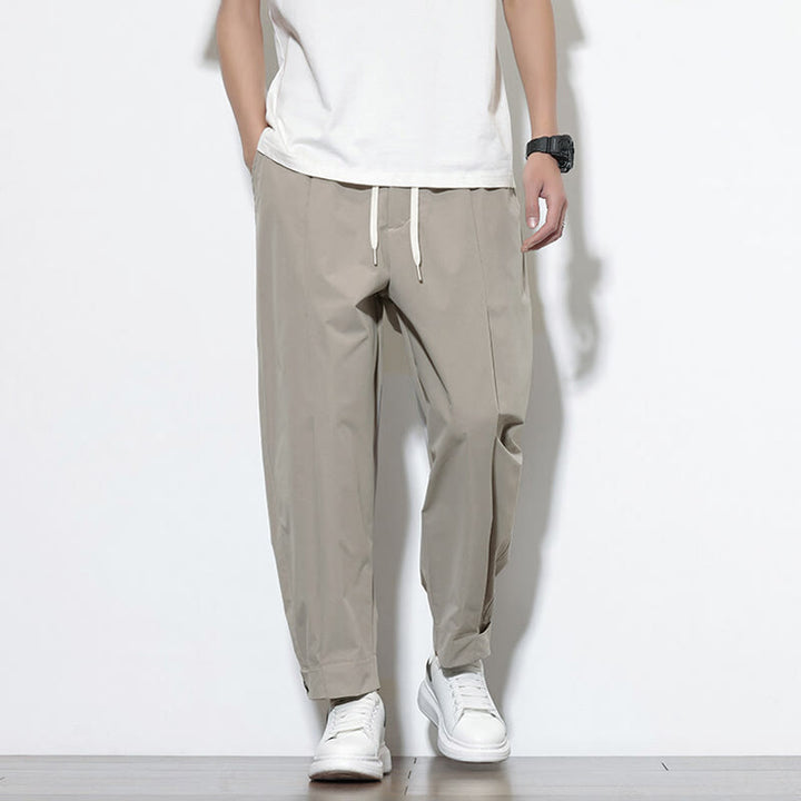 Pantaloni harem da uomo casual a tinta unita con coulisse e tasche, con motivo Buddha Stones. - Grigio - US/UK/AU46, EU56 (5XL) - image 6