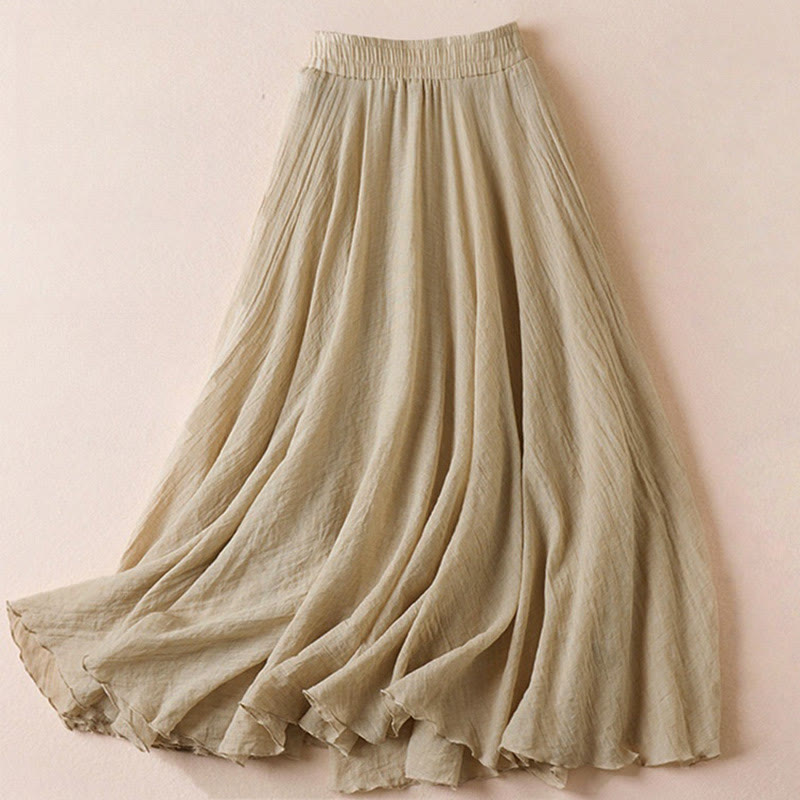 Gonna da donna a vita alta, stile vintage casual, tinta unita, con motivo Buddha Stones. - image 1