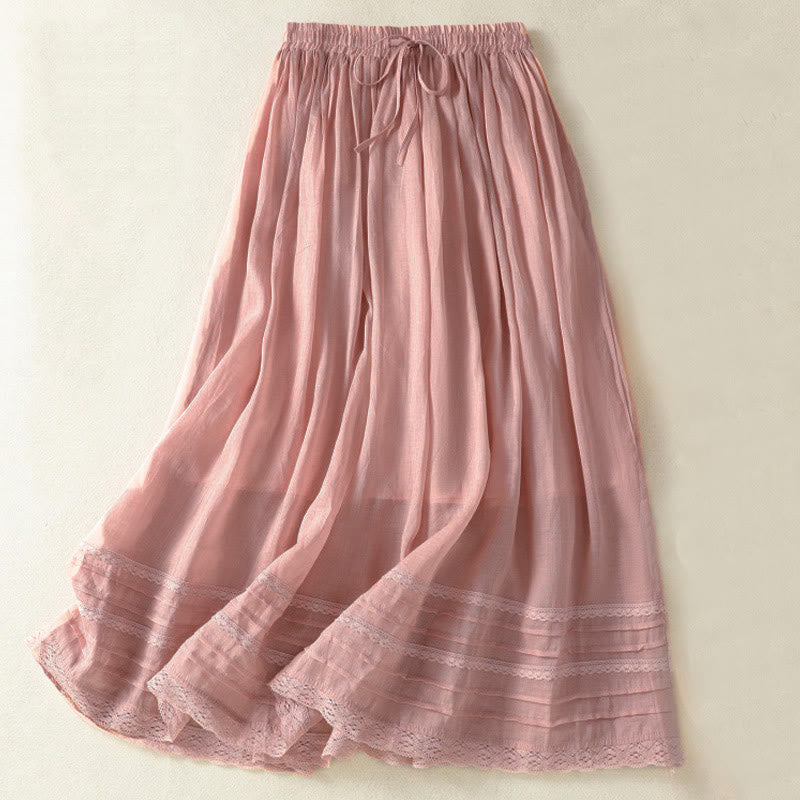 Gonna da donna estiva con coulisse, pizzo e patchwork, modello Buddha Stones, lunghezza 7-8. - Rosa chiaro - US8-10, UK/AU12-14, EU40-42 (2XL) - image 0