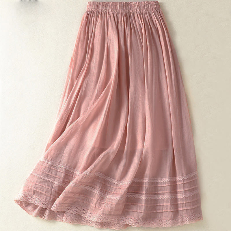 Gonna da donna estiva con coulisse, pizzo e patchwork, modello Buddha Stones, lunghezza 7-8. - image 1