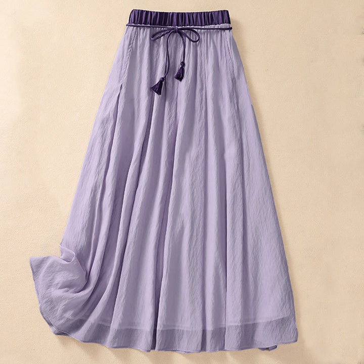 Gonna da donna 7-8 con pieghe a contrasto e allacciatura, modello casual Buddha Stones, lunghezza 7-8. - Prugna - US8-10, UK/AU12-14, EU40-42 (2XL) - image 16