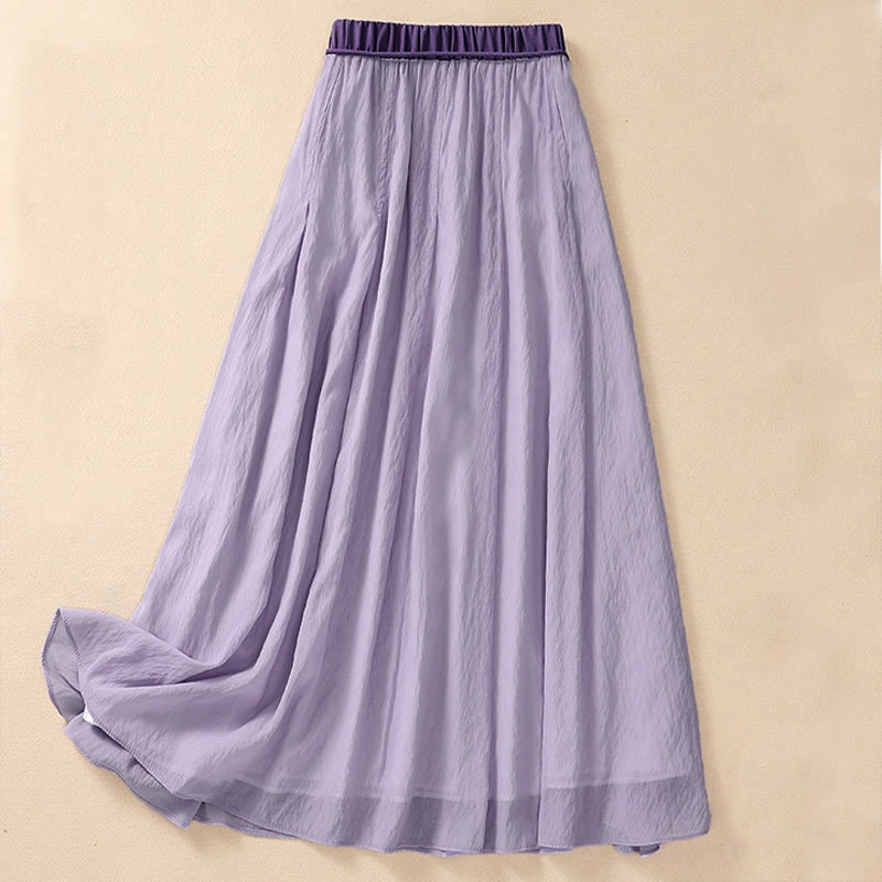 Gonna da donna 7-8 con pieghe a contrasto e allacciatura, modello casual Buddha Stones, lunghezza 7-8. - image 17