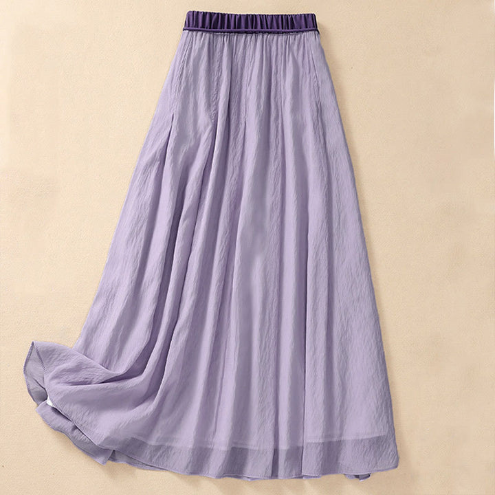 Gonna da donna 7-8 con pieghe a contrasto e allacciatura, modello casual Buddha Stones, lunghezza 7-8. - image 17