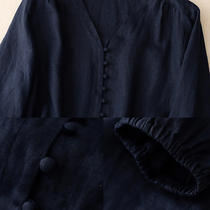 Camicia da donna a maniche lunghe con scollo a V e motivo Buddha Stones - image 8