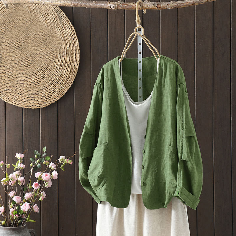 Giacca da donna con scollo a V e tasche, tinta unita, con motivo Buddha Stones. - Verde medio del mare - US14, UK/AU18, EU46 (2XL) - image 17