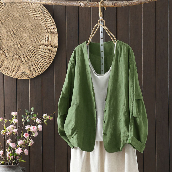 Giacca da donna con scollo a V e tasche, tinta unita, con motivo Buddha Stones. - Verde medio del mare - US14, UK/AU18, EU46 (2XL) - image 17