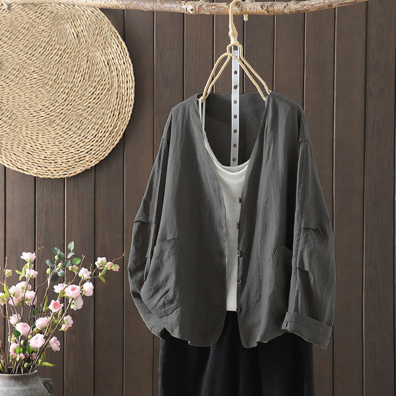Giacca da donna con scollo a V e tasche, tinta unita, con motivo Buddha Stones. - Grigio scuro - US14, UK/AU18, EU46 (2XL) - image 23