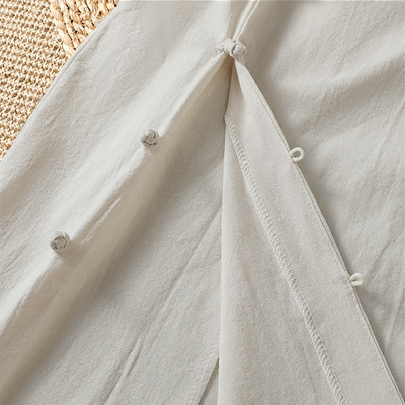 Buddha Stones Camicia da donna estiva casual a maniche corte con scollo rotondo e bottoni a rana, stile Tang. - image 11