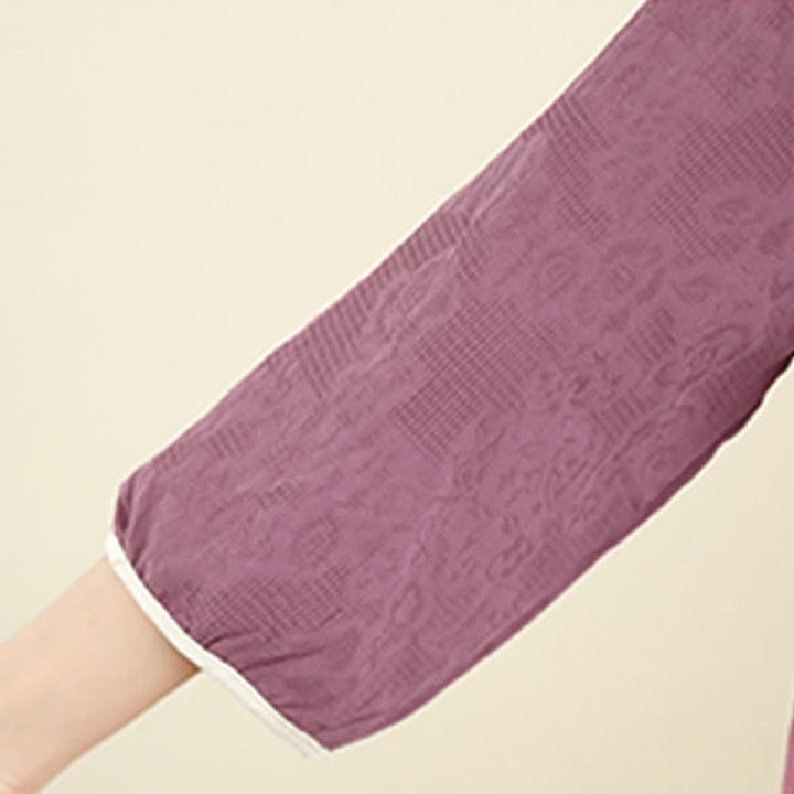 Buddha Stones Camicie estive da donna a maniche a tre quarti con ricami floreali in stile Tang vintage. - image 9