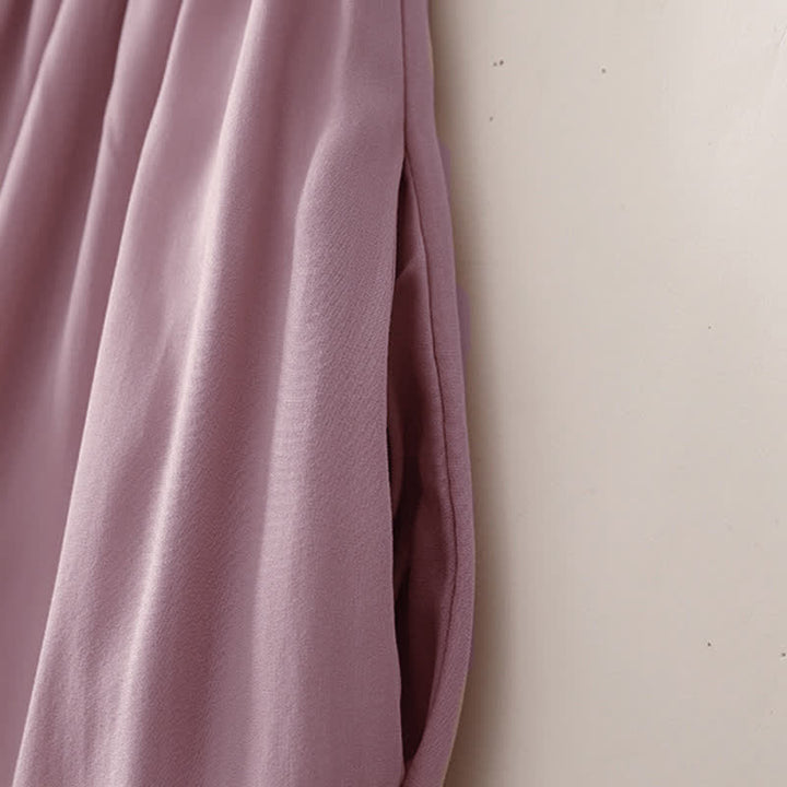 Buddha Stones Pantaloni estivi casual eleganti con coulisse, tinta unita, a gamba larga e tasche, da donna. - image 18