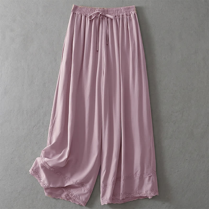 Buddha Stones Pantaloni estivi casual eleganti con coulisse, tinta unita, a gamba larga e tasche, da donna. - Cardo - US8-10, UK/AU12-14, EU40-42 (2XL) - image 14