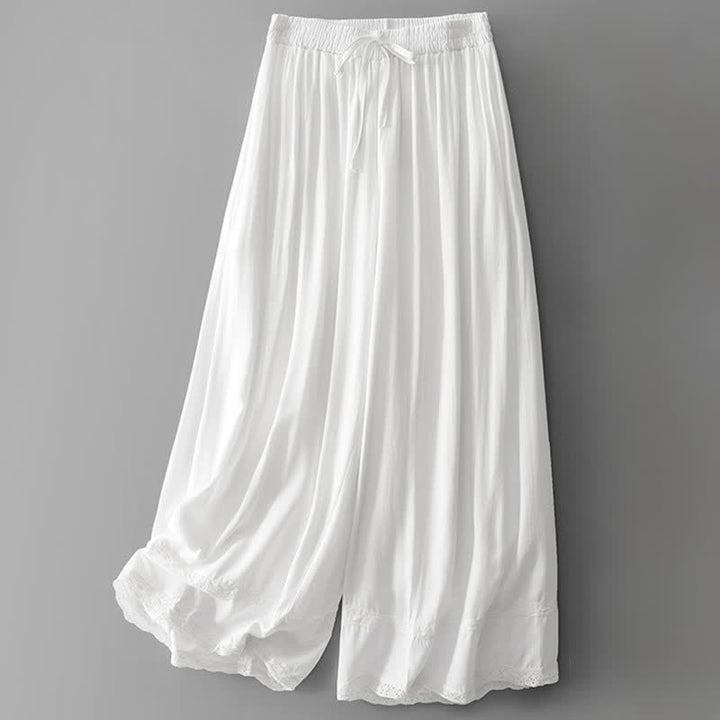 Buddha Stones Pantaloni estivi casual eleganti con coulisse, tinta unita, a gamba larga e tasche, da donna. - Bianco - US8-10, UK/AU12-14, EU40-42 (2XL) - image 24