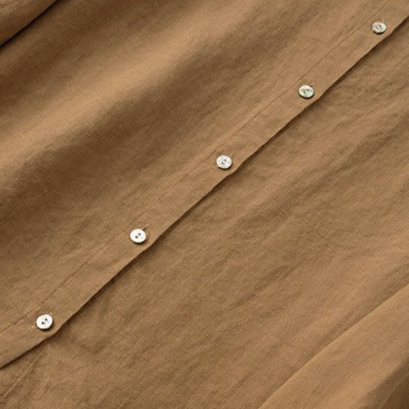 Buddha Stones Camicie da donna a maniche lunghe, stile Tang, tinta unita, per l'autunno, casual, con colletto alla coreana. - image 12