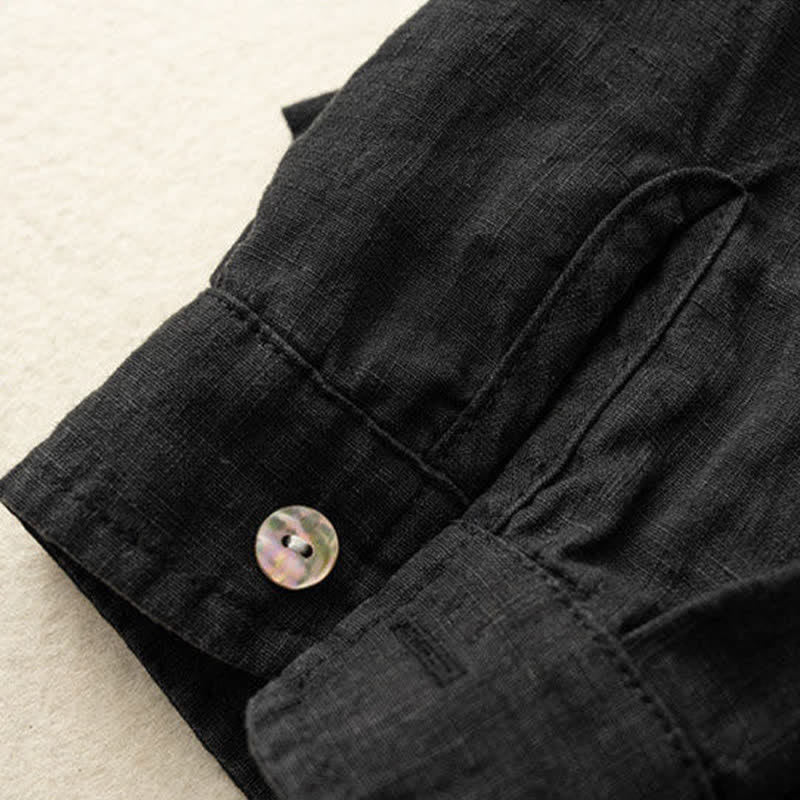 Buddha Stones Camicie da donna a maniche lunghe, stile Tang, tinta unita, per l'autunno, casual, con colletto alla coreana. - image 17
