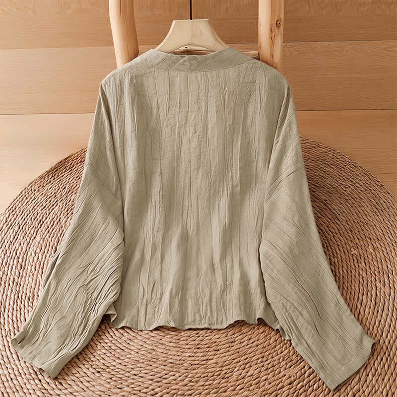 Buddha Stones Kimono estivo casual da donna in stile boho con pieghe e coulisse, tinta unita. - image 1