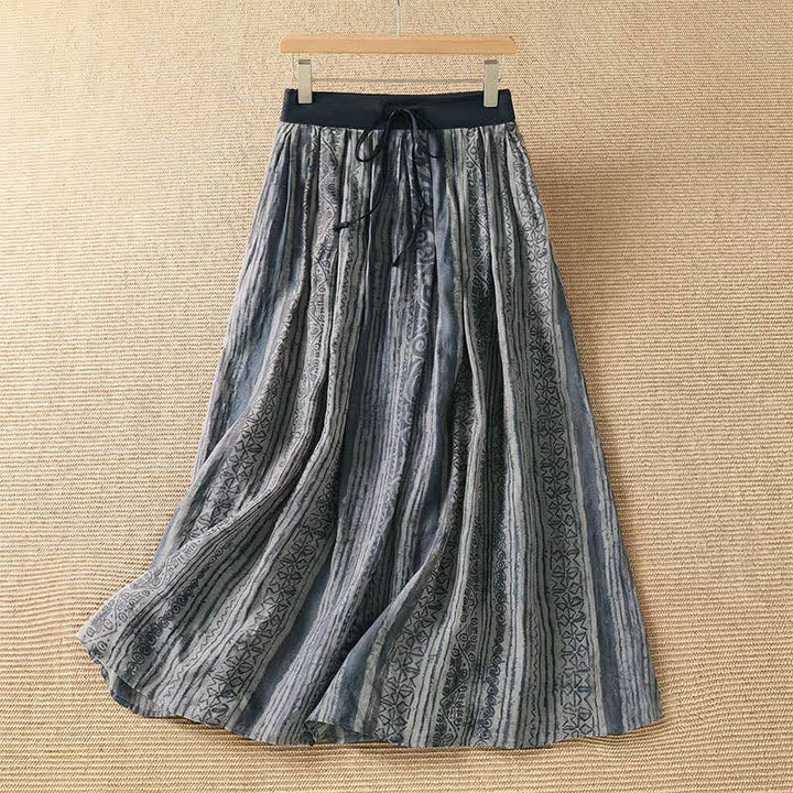 Buddha Stones Gonne da donna primaverili/estive casual in stile bohémien con coulisse e motivi geometrici, con tasche. - Grigio ardesia - US12, UK/AU16, EU44 (2XL) - image 0