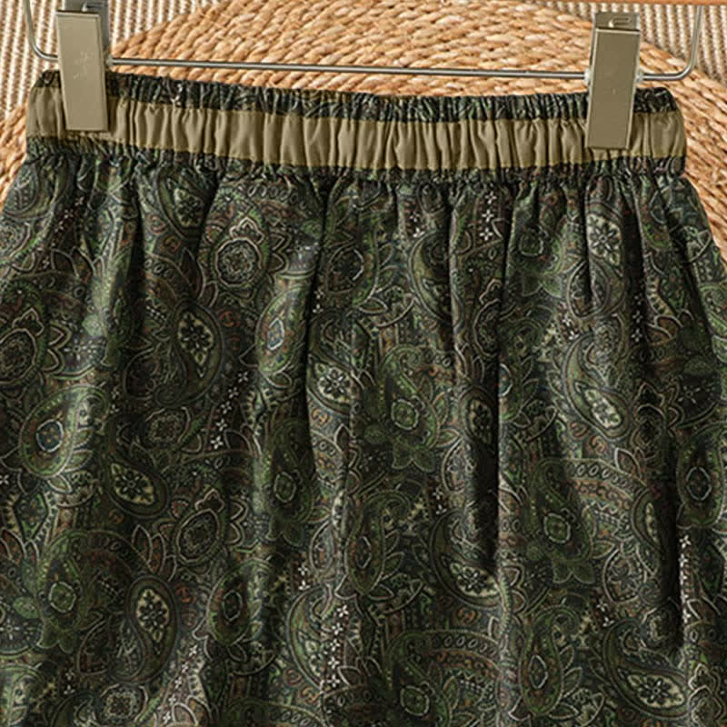 Buddha Stones Pantaloni lunghi da donna a gamba larga con coulisse, stile boho, verdi, con motivo astratto, per primavera/estate. Pantaloni a gamba larga con tasca. - image 4