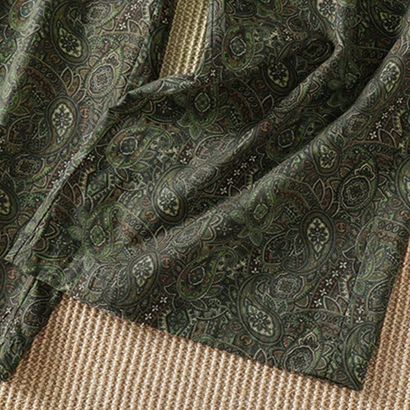 Buddha Stones Pantaloni lunghi da donna a gamba larga con coulisse, stile boho, verdi, con motivo astratto, per primavera/estate. Pantaloni a gamba larga con tasca. - image 9