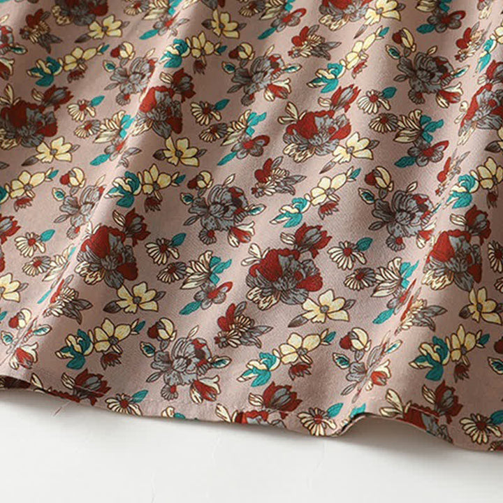 Buddha Stones Abito da donna a maniche lunghe, elegante, vintage, con bottoni e stampa floreale, per primavera/estate, con tasche. - image 8