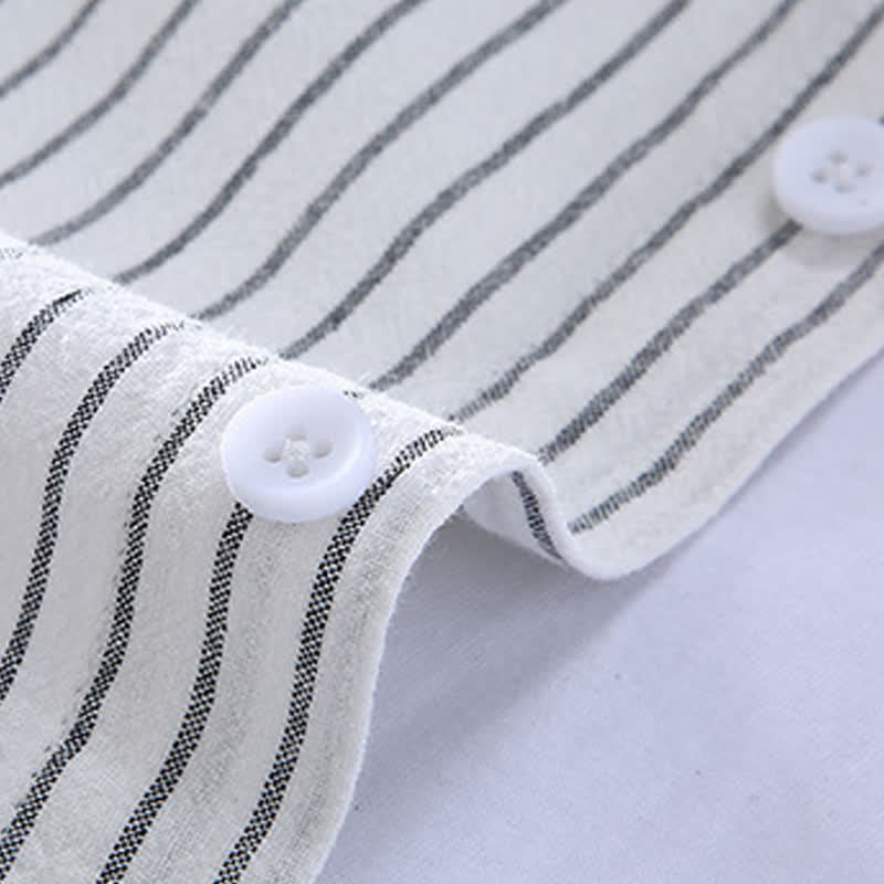 Buddha Stones Camicia da uomo a maniche lunghe, casual, minimalista, con bottoni e righe verticali, con taschino applicato, ideale per primavera e autunno. - image 4