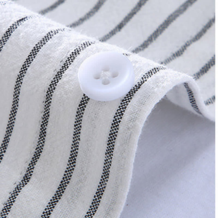 Buddha Stones Camicia da uomo a maniche lunghe, casual, minimalista, con bottoni e righe verticali, con taschino applicato, ideale per primavera e autunno. - image 5