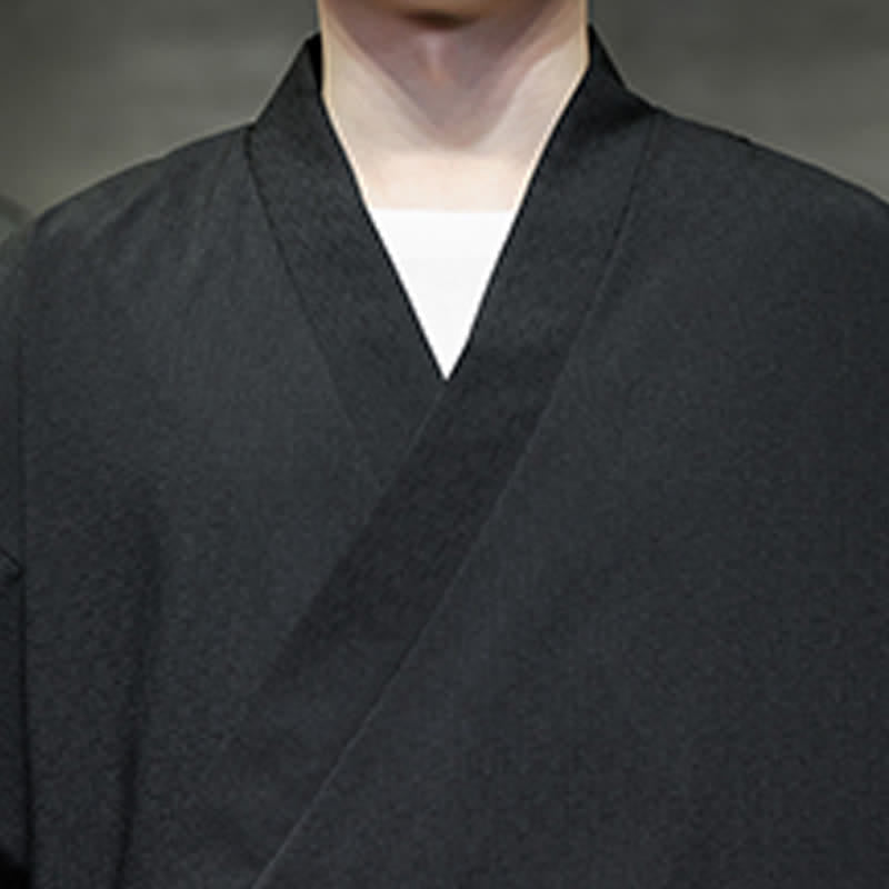 Buddha Stones Kimono da uomo estivo in stile Tang, minimalista, con coulisse, in bambù, tinta unita, maniche a tre quarti. - image 18