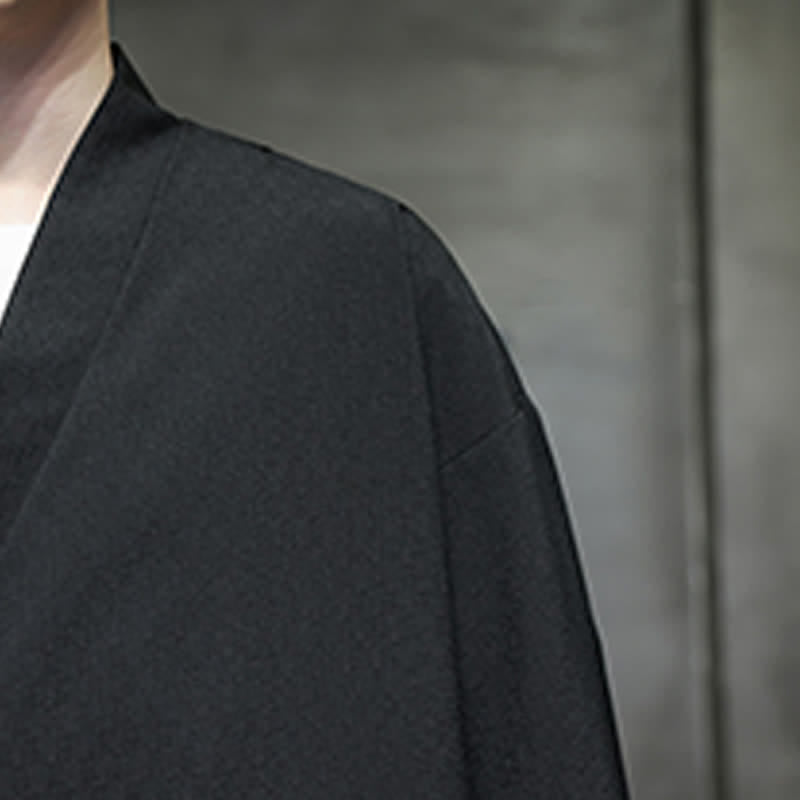 Buddha Stones Kimono da uomo estivo in stile Tang, minimalista, con coulisse, in bambù, tinta unita, maniche a tre quarti. - image 19