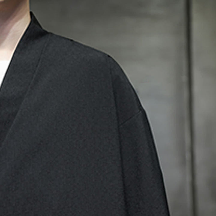 Buddha Stones Kimono da uomo estivo in stile Tang, minimalista, con coulisse, in bambù, tinta unita, maniche a tre quarti. - image 19