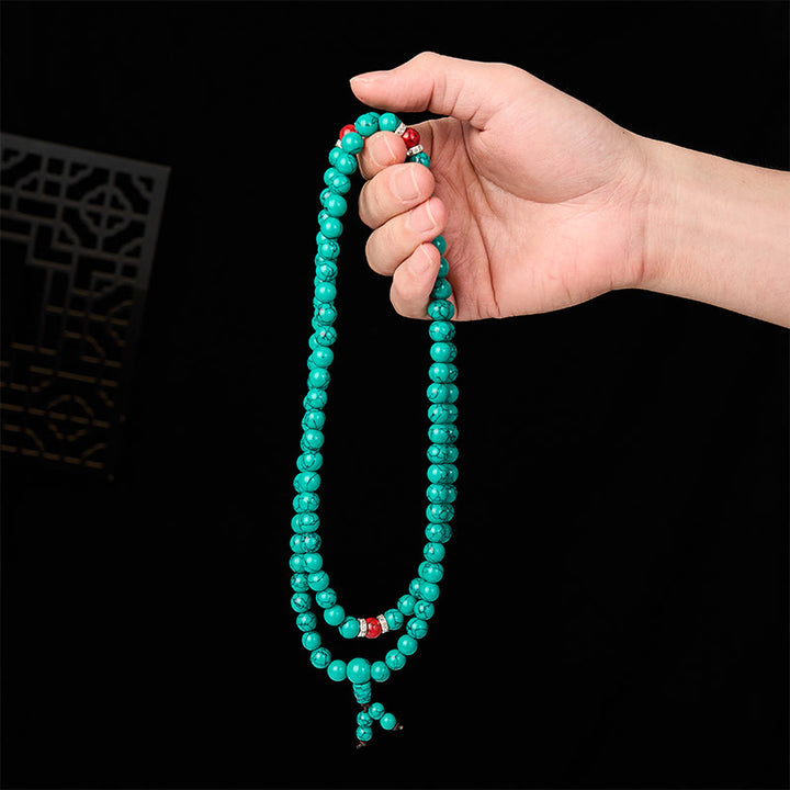 Buddha Stones Mala protettiva multi-avvolgimento con 108 perle ispirata al turchese - image 3