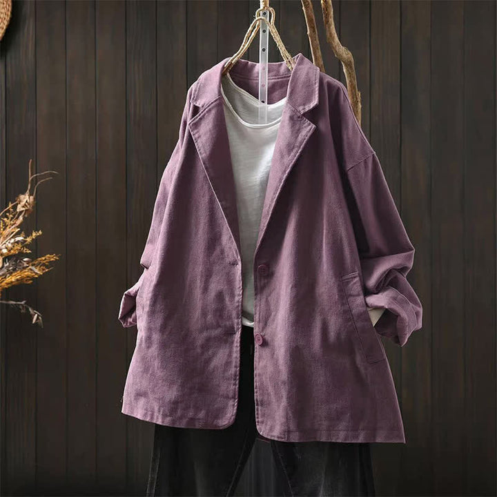 Giacca da Buddha Stones di media lunghezza con bottoni, colletto a revers e maniche lunghe, con tasche, ideale per primavera e autunno. - Rosso viola pallido - US4-8/10, UK/AU8-12/14, EU36-40/42 (F) - image 22