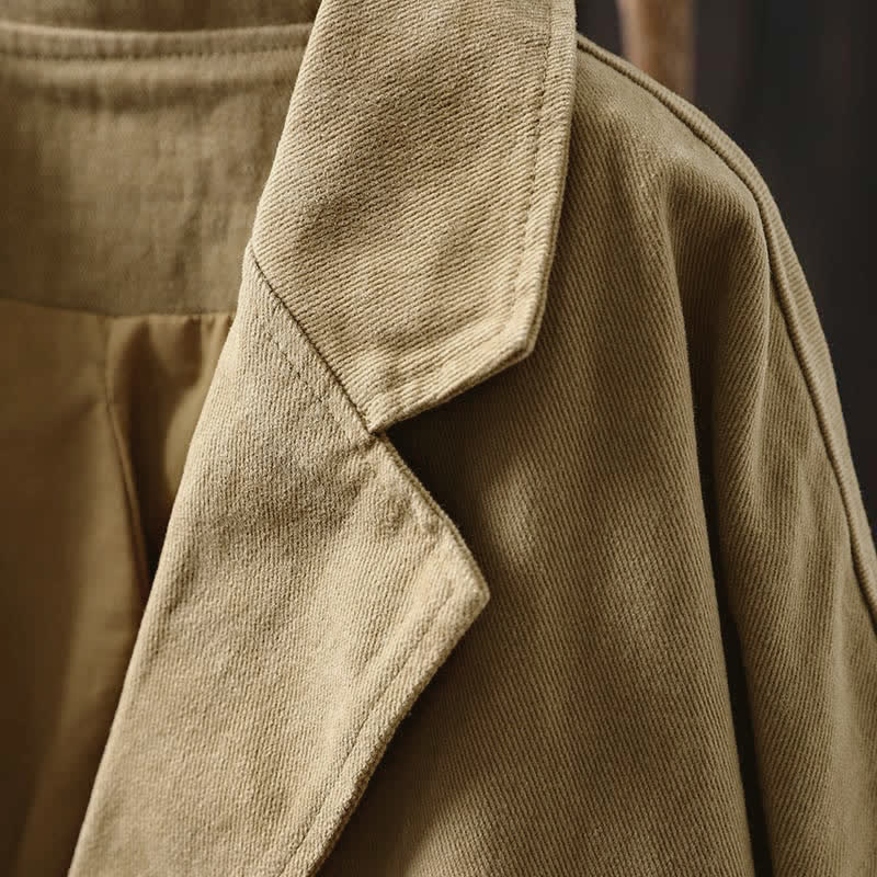 Giacca da Buddha Stones di media lunghezza con bottoni, colletto a revers e maniche lunghe, con tasche, ideale per primavera e autunno. - image 7