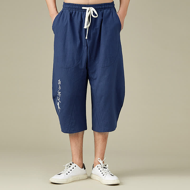 Pantaloni da uomo casual in cotone tinta unita con tasche e stampa Buddha Stones . - Blu scuro - US/UK/AU54, EU64 (9XL) - image 11