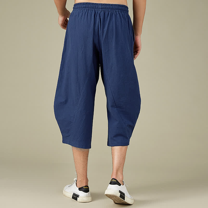 Pantaloni da uomo casual in cotone tinta unita con tasche e stampa Buddha Stones . - image 14