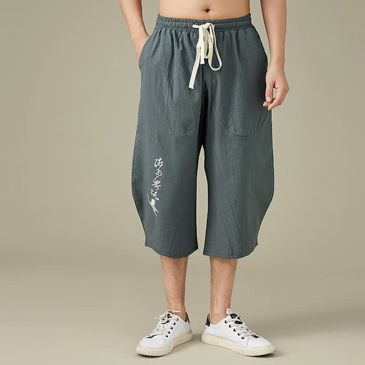 Pantaloni da uomo casual in cotone tinta unita con tasche e stampa Buddha Stones . - Grigio - US/UK/AU54, EU64 (9XL) - image 3