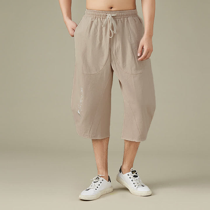 Pantaloni da uomo casual in cotone tinta unita con tasche e stampa Buddha Stones . - Grano - US/UK/AU54, EU64 (9XL) - image 8