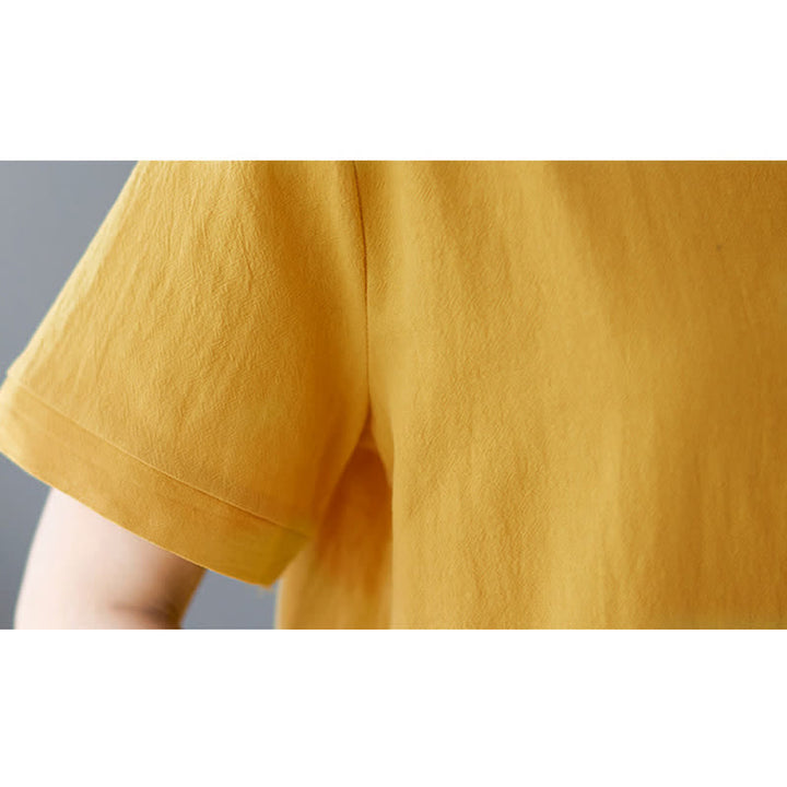 T-shirt da donna a maniche corte girocollo in cotone e poliestere con taschino e spacco laterale, con motivo Buddha Stones. - image 10