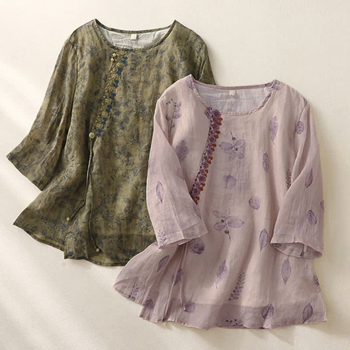 Camicia da donna a maniche a tre quarti con ricamo di Buddha Stones. - image 20