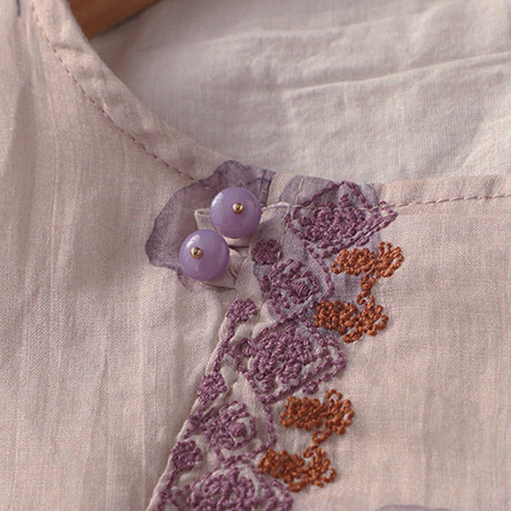 Camicia da donna a maniche a tre quarti con ricamo di Buddha Stones. - image 6