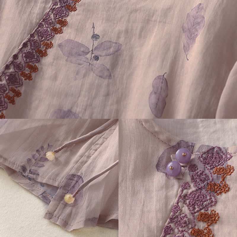 Camicia da donna a maniche a tre quarti con ricamo di Buddha Stones. - image 11