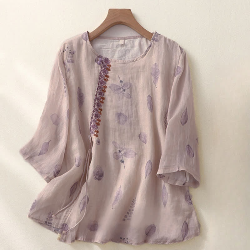 Camicia da donna a maniche a tre quarti con ricamo di Buddha Stones. - Cardo - US12, UK/AU16, EU44 (2XL) - image 0