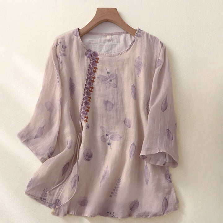 Camicia da donna a maniche a tre quarti con ricamo di Buddha Stones. - Cardo - US12, UK/AU16, EU44 (2XL) - image 0