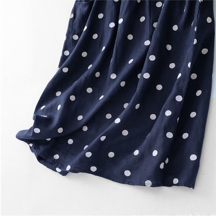 Abito midi da donna con scollo a V, lacci e tasche, con stampa a pois e motivo Buddha Stones. - image 7