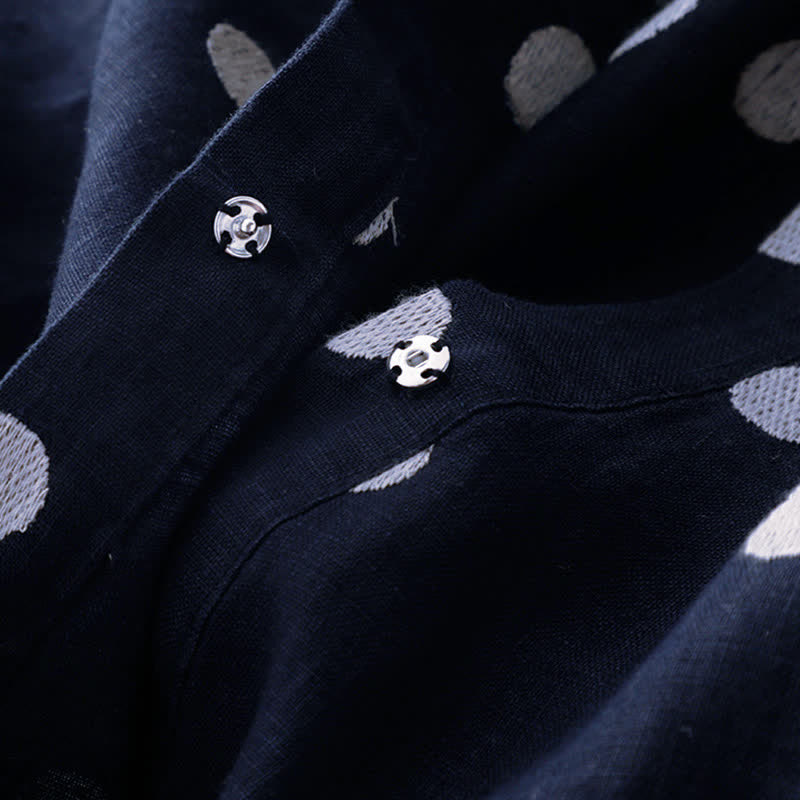 Abito midi da donna con scollo a V, lacci e tasche, con stampa a pois e motivo Buddha Stones. - image 4